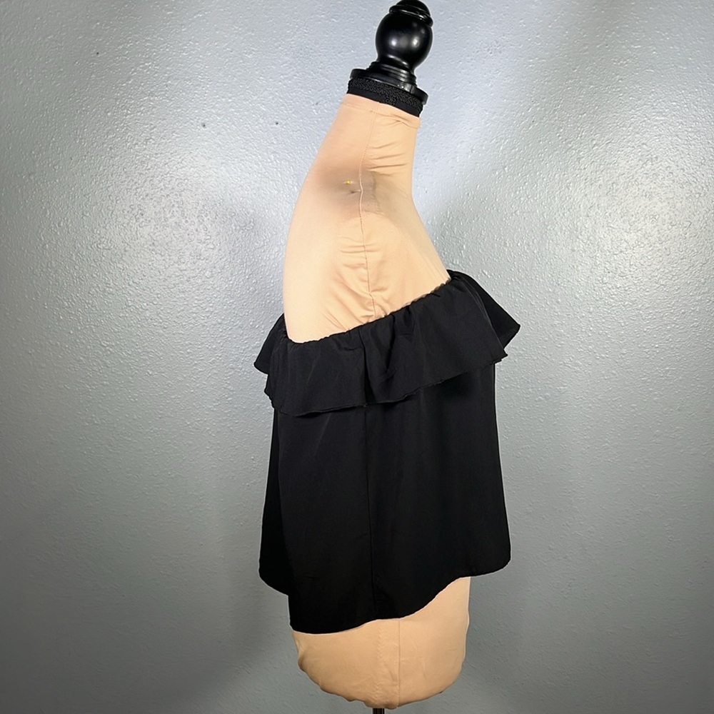 Intimately Free people black ruffle flounce strapless blouse sz XS - Picture 4 of 12